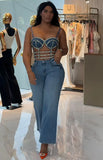 Cowboy Sling Vest Women's Fashion Sexy Hot Girl Bright Diamond Adjustable