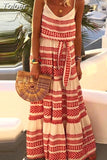 Boho Print Spaghetti Strap Long Dress Women Summer Vestidos Lace Up Vacation Party Long Dresses Female