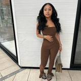Fashion Solid Color Pants Slit