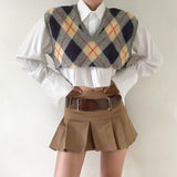 Y2k Vintage Belt Pleated Skirt Women Summer Sexy Korean High Waist A-line Mini Skirt Casual Preppy Style Kpop