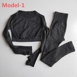 Seamless Gym Sets High Waist Gym Mesh Leggings Shirts Suit Long Sleeve Fitness Workout Sports Running Thin Sport