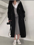 Clothes Women Loose Lapel Double-breasted Coat Mid-length Windbreak Tops Overcoat Trench Coat for Women Female