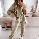 Print Hoodies Tracksuits Women's Fleece 2 Piece Set Female Pants Sets Casual Sports Lace Up Hooded Sweatshirts Autumn