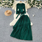 Folded T-Shirt With Irregular Hembo Skirt Dress Suit