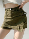 Fashion Women's Denim Shorts Patchwork Irregular High Waist Distressed Fake 2 Pcs Cotton Shorts Spring 2023 New