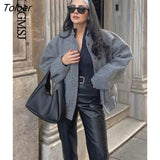2023 Spring Warm Gray Jacket Women Outerwear With Button Bomber Jacket Coat Women Thicken