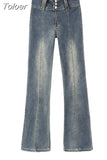 High Waisted Jeans Vintage Slim Fit Flare Pants 2023 New Bottoms Fashion Korean Trousers Pantalon Femme Y2k
