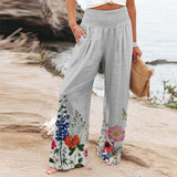 Women's Four-Sided Bullet-Print Trousers High-Waisted Straight-In-Bag Casual Broad-Legged
