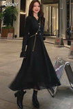 Sweater Dress Women Long Sleeve V-neck Office Knitted Dress Female Vintage Lace One-piece Dress Korea 2023 Autumn