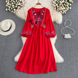 Embroidery Tassel Tuxedo With Loose Waist A Word Big Swing Dress Seaside
