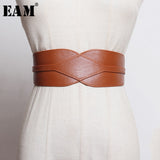 Pu Leather Multicolor Asymmetrical Black Wide Long Belt Personality Women New Fashion Tide All-match Spring 2022