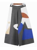 High Elastic Waist Black Pattern Knitting Wide Leg Pants New Loose Fit Trousers Women Fashion Spring Autumn 2023