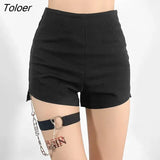 Sexy High Waist Women Skinny Shorts 2023 Summer Chain Black Goth Short Pants Woman Harajuku Y2K Bandage Shorts Ladies