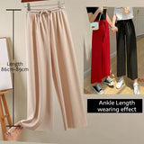 Slacks Women's Loose Summer Long Pants Soft Ice Silk Full-Length Black Wide Leg Pants Women Khaki High Waisted