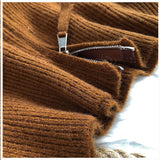 Solid Sweater Cardigan Women Sailor Collar Knitted Sweater Coats Casual Loose Zip Up Korean Fashion Knitwear Chic