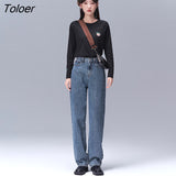 Women Tees 2022 Spring Long Sleeves O Neck Loose T-shirts Peach Embroidery Print Pure Cotton Casual Basic