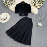 Products For Women's Fashion Sets Stand-Neck Single Buckle Short Top Two Sets Of High-Rise Skirt
