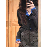 Gray Wave Point High-Waisted Hip Half-Dress Woman 2025 Autumn New Niche Temperament Thin A Word Short