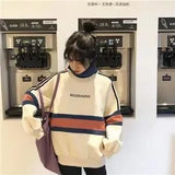 Turtleneck Hoodies Women Plus Velvet Warm Harajuku Printed Pullovers Tops Womens Oversize Patchwork Leisure Chic