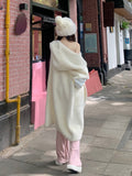 Winter Sweater Coats with Hooded Women Pure Color Y2k Clothing Korean Fashion Outwear Elegant Knitted Cardigan Female