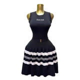 Women's Small Scented Striped U-Neck Cake Ponve-Free Sleeveless Knitted