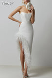 New Elegant Club Party Dress Women Sexy Feathers Bodycon Clothes Strapless Bandage