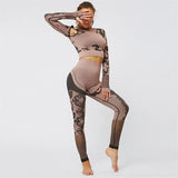 Clothes for Women Print Sportswear Woman Fitness Sports Suit Female Leggings Top Gym Workout Set Jogging Femme