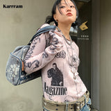 Y2k Aesthetics T-shirt Grunge Fairycore Harajuku Tshirt Japanese Cartoon Print Tee Shirts Korean Fashion Tops E-girl