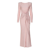 Women's Evening Dress 2025 Summer New Fashion Temperament Dress With A Round-Neck Long-Sleeved