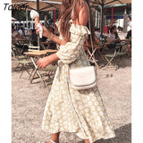 Off Shoulder Casual Women Dress Ruffle Beach Summer 2023 2 Piece Set Dresses Vintage Floral Print Dress Suit