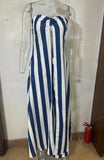 2025 New Fashion Stripe Sexy Umbilked T-Shirt Trouser Dress Suit