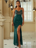 Sequin Spaghetti Strap Split