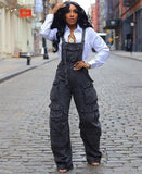 Women's Loose-Fitting Denim Slings Women's Spring Street Fashion Multi-Pocket