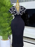 Women's Dress 2025 New Elegant V-Neck High-Waisted Knitted Dress Skirt Short