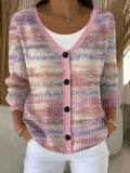 3D Printed Ladies Autumn And Winter Fashion Casual Sweater V Collar Long-Sleeved