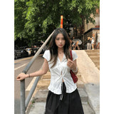 New Ladies Summer Small Design Lace Slimming With Short-Sleeved Top