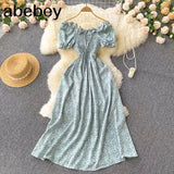New Fashion Floral Robe Print Long Dress Ruffle Maxi Sundress Bohemian Women Summer Sexy Casual Elegant Strapless