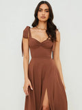 New Women's Dress Fashion Temperament Suspender French Holiday Party Dress Slim Back Low Neck Sexy Suspender Belt