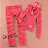 Toloer / Fall 2023 PINK Women's Brand Velvet Fabric Tracksuits Velour Suit Women Tracksuit Hoodies And Pants SIZE S - XL 102-0-Outfit