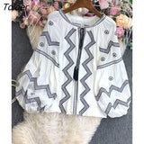 Autumn Floral Embroidery Blouses Female Boho Casual O Neck Loose Shirts Women Fashion Retro Long Sleeve Blusas Mujer