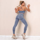Women Sports Set Workout Sportswear Gym Clothing Fitness Long Sleeve Crop Top High Waist Leggings Sports