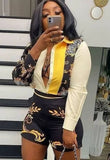 Print Retro Blouse and Matching Short