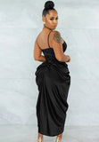Satin Irregular Ruched Strap Sexy Party