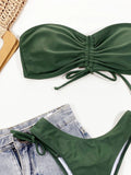 Toloer Outer Single Bikini Ladies Split Sexy Pleold Solid Color Bikini B600W-Outfit