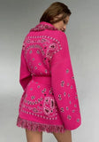 Print Boho Fringe Jacket with