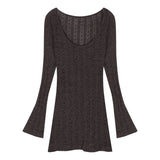 Sleeve Knitted Dress Women Elegant Bodycon Mini Dress Sexy Pure Color Short Party Dress Korean Fashion Clothing Autumn