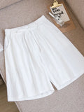 Length Cotton Linen Shorts Women Summer 2022 Elastic Waist Basic Short Pants Linen Loose Women's Bermuda Shorts For