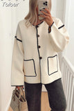 MODA 2023 Autumn Women Fashion Loose Jackets Coat Elegant Long Sleeve Pocket Single Breasted Jacket Female Chic Outwear