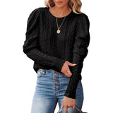 Pullover Sweater Woman Winter Puff Long Sleeve Knitwears for Women Clothing Loose Round Neck Female Tops Autumn