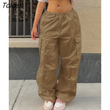 Clothing Oversized Drawstring Low Waist Parachute Loose Fit Sweatpants Trousers Women Jogger Cargo Pants Streetwear